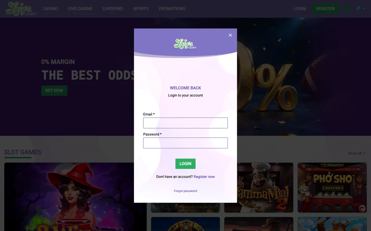 Lucy's Casino — Sign-up, captured from Japan