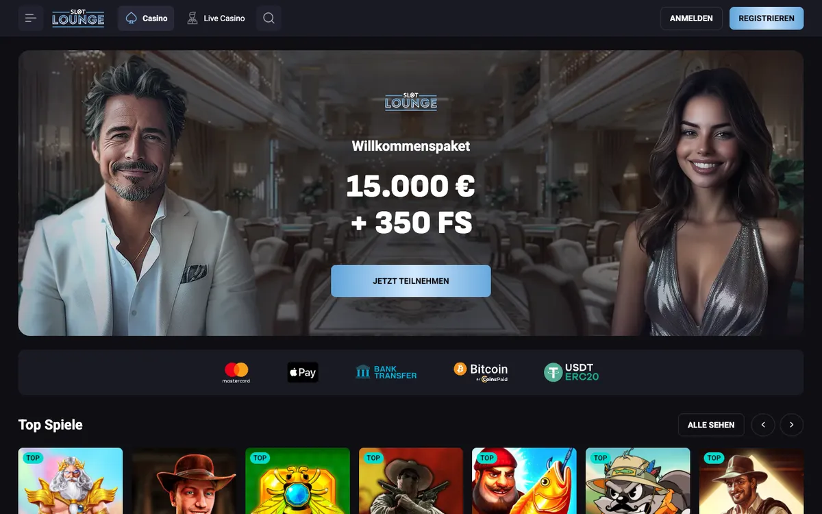 SlotLounge Casino — «Главная», снято из страны Германия