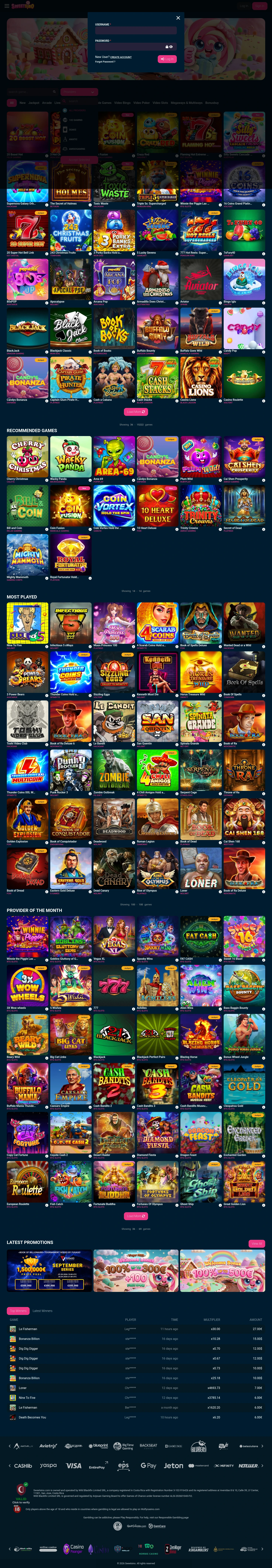 Sweetsino Casino — «Регистрация», снято из страны Испания