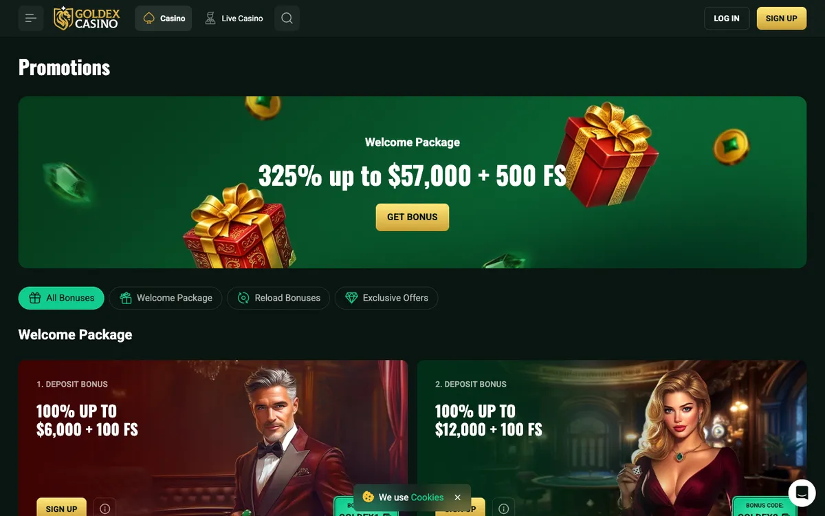 Goldex Casino — Promotions, captured from New Zealand