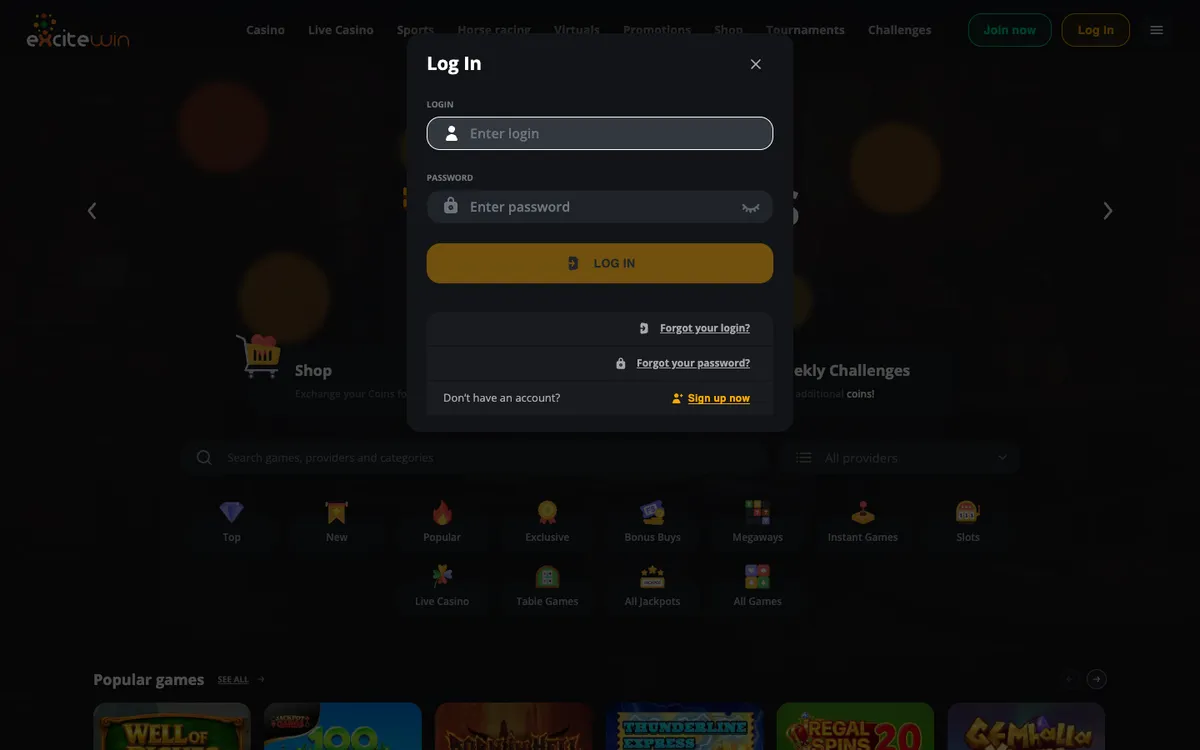 Excitewin Casino — Sign-up, captured from Japan
