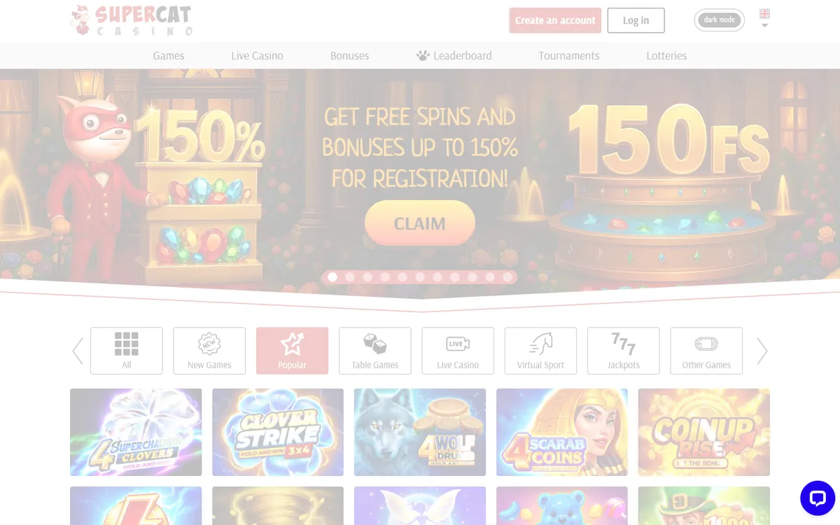 SuperCat Casino — «Регистрация», снято из страны Польша