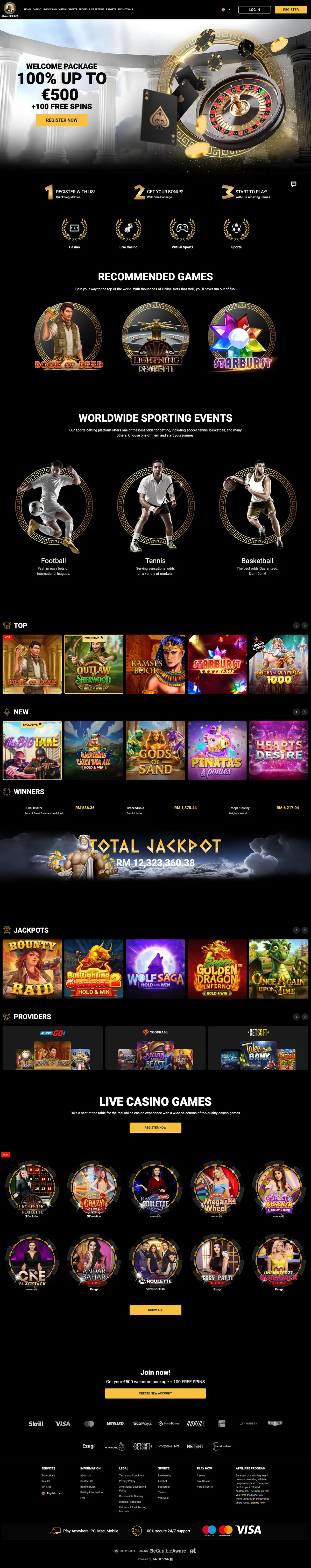 Olympusbet Casino — Home page, captured from Malaysia