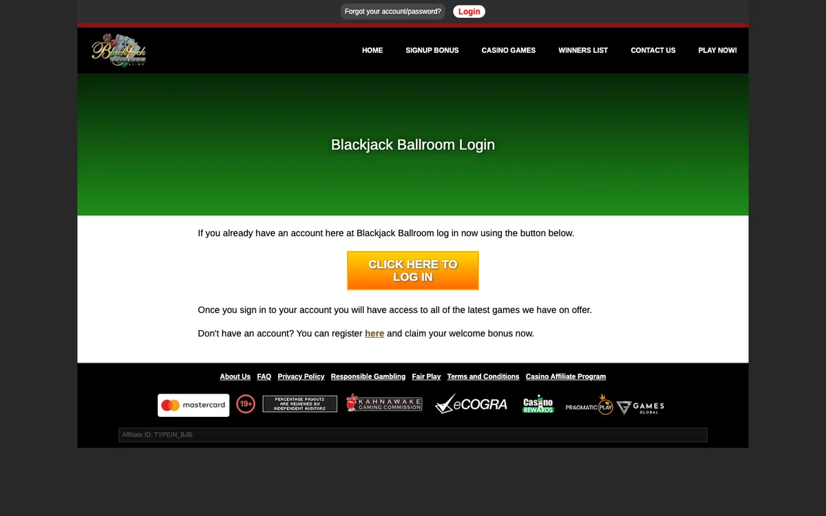 Blackjack Ballroom Casino — «Регистрация», снято из страны Хорватия