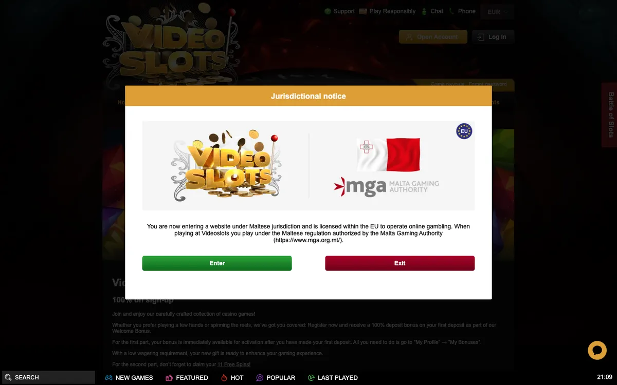 Videoslots Casino — Promotions, captured from Finland