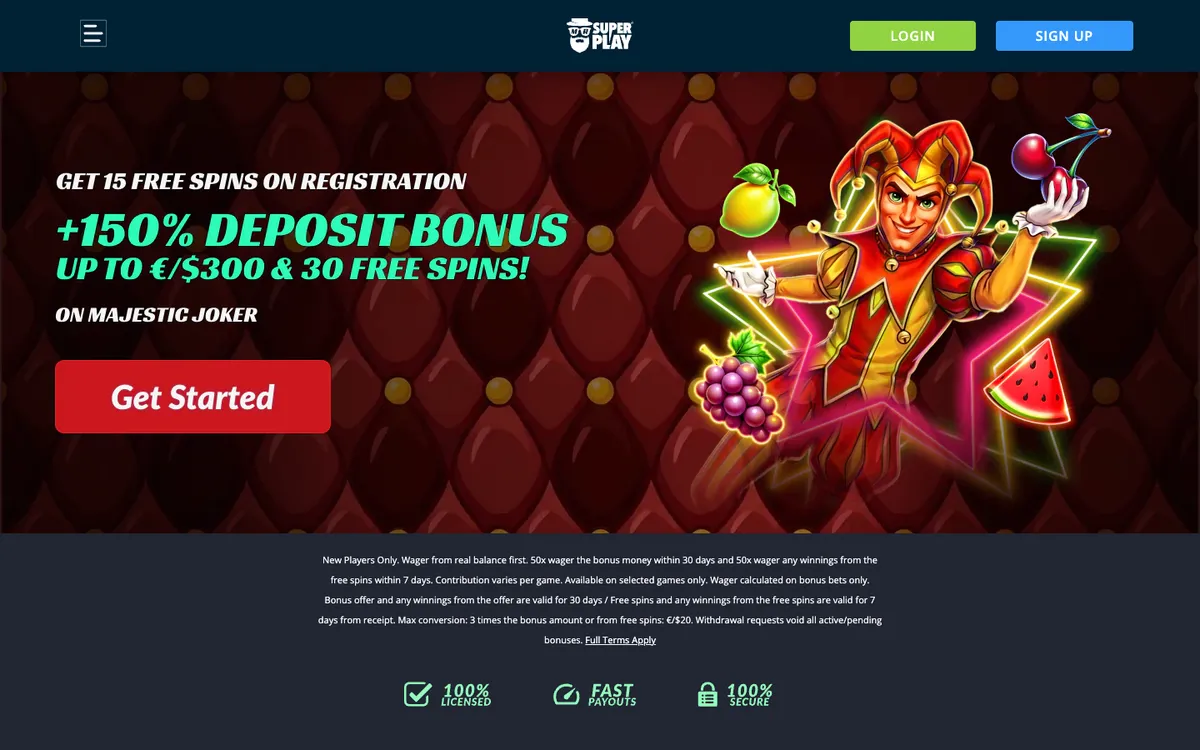 Mr SuperPlay Casino — Home page, captured from Austria