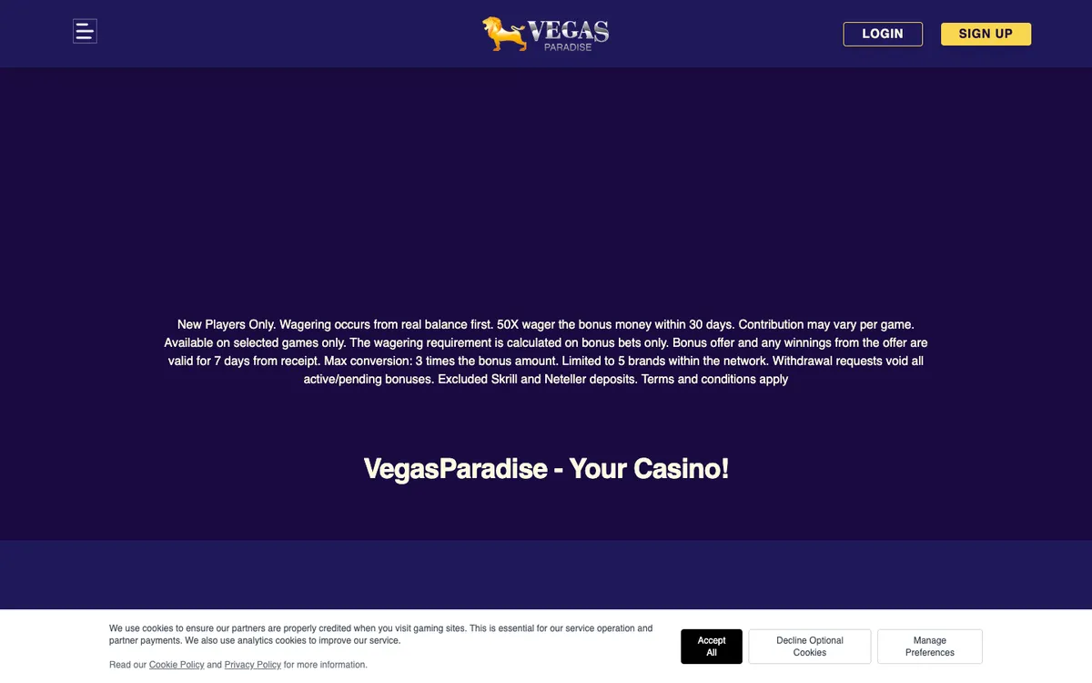 Vegas Paradise Casino — «Главная», снято из страны Канада