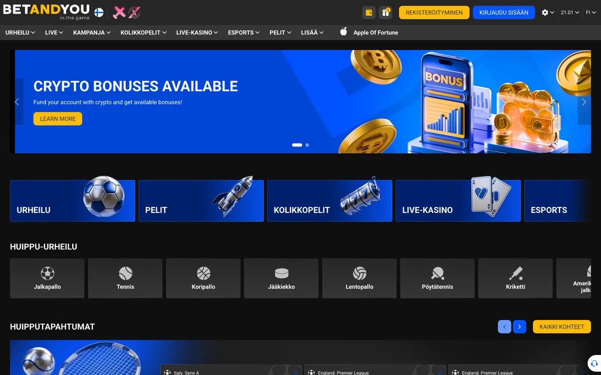 Betandyou Casino — Home page, captured from Finland