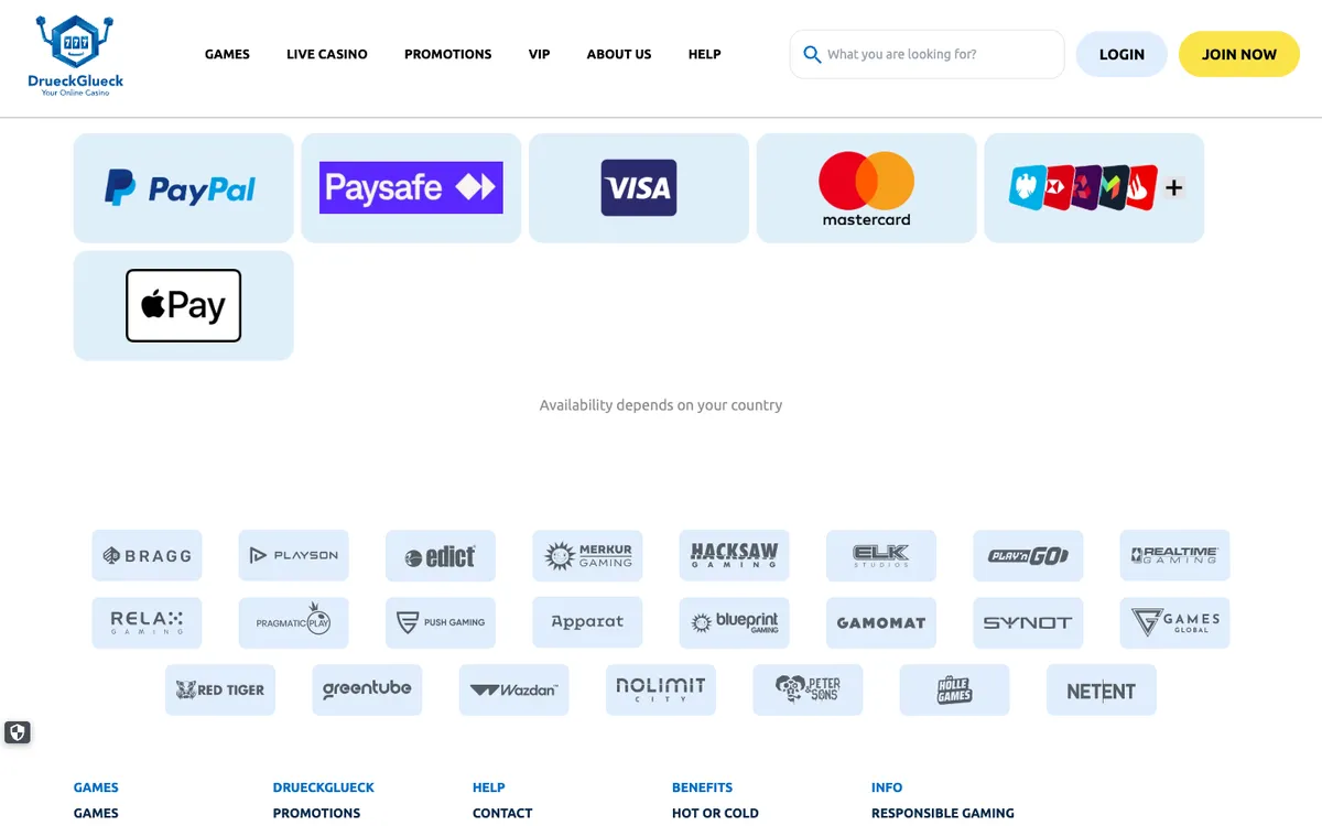DrueckGlueck Casino — Payments, captured from United Kingdom