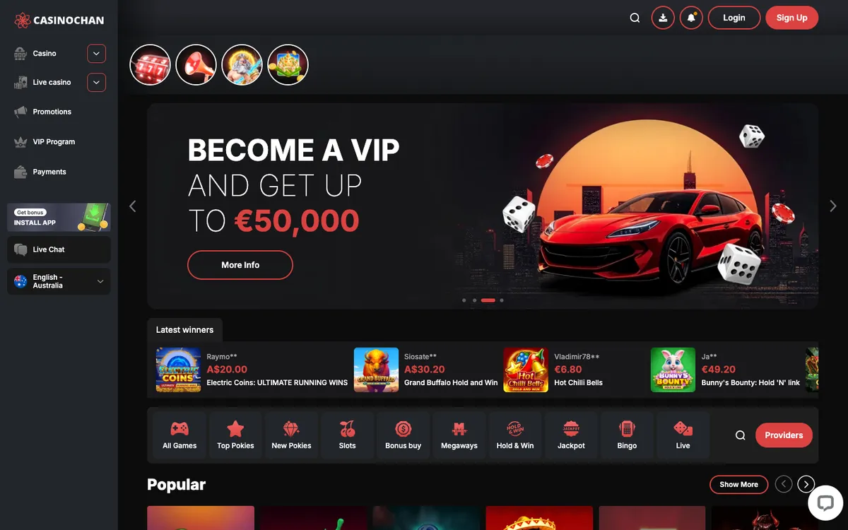 CasinoChan — «Главная», снято из страны Австралия