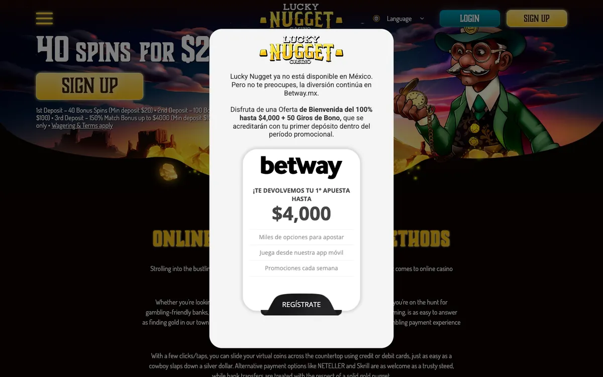 Lucky Nugget Casino — Payments, captured from Mexico