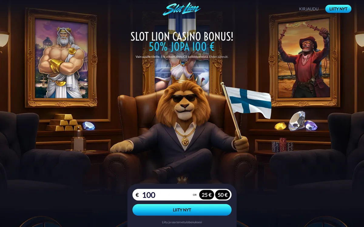 Slot Lion Casino — Home page, captured from Finland