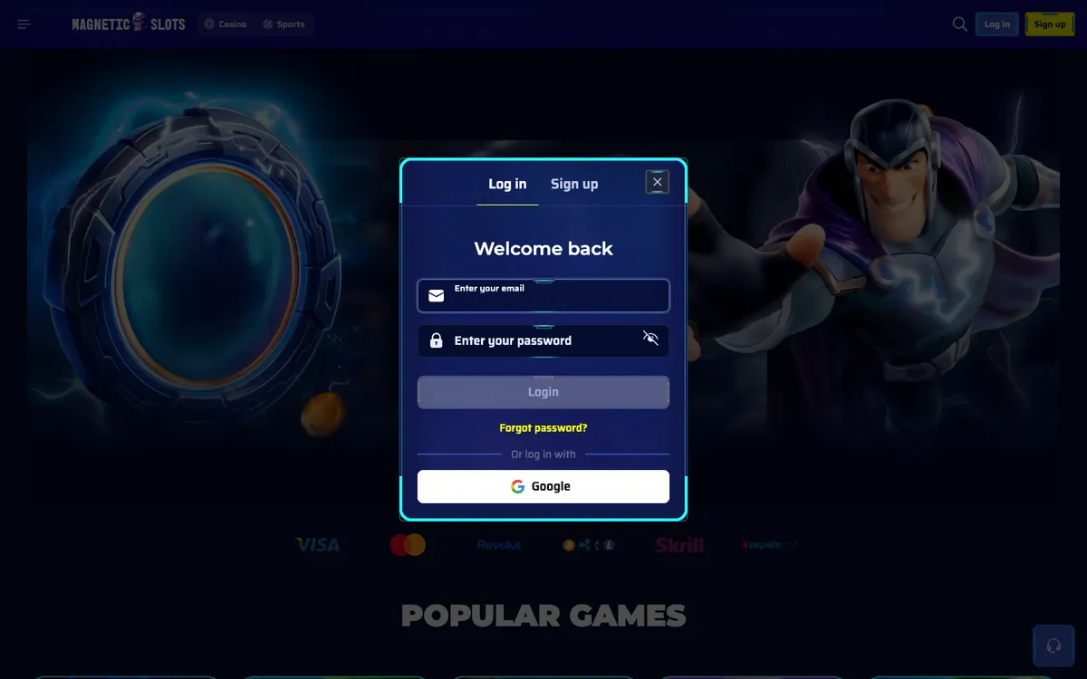 Magneticslots Casino — Sign-up, captured from Finland