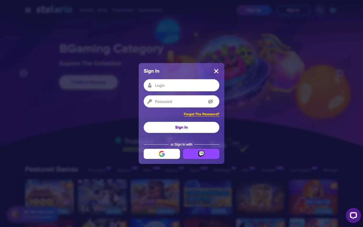 Stelario Casino — Sign-up, captured from Finland