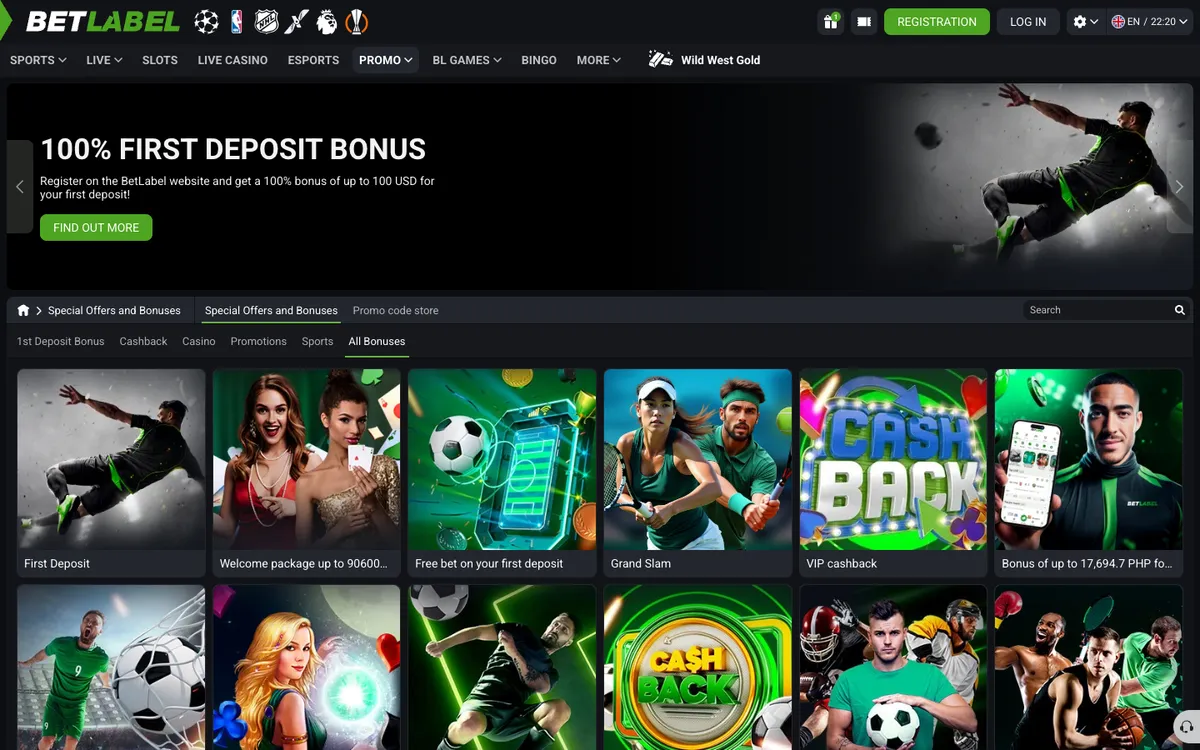 BetLabel Casino — Promotions, captured from Singapore