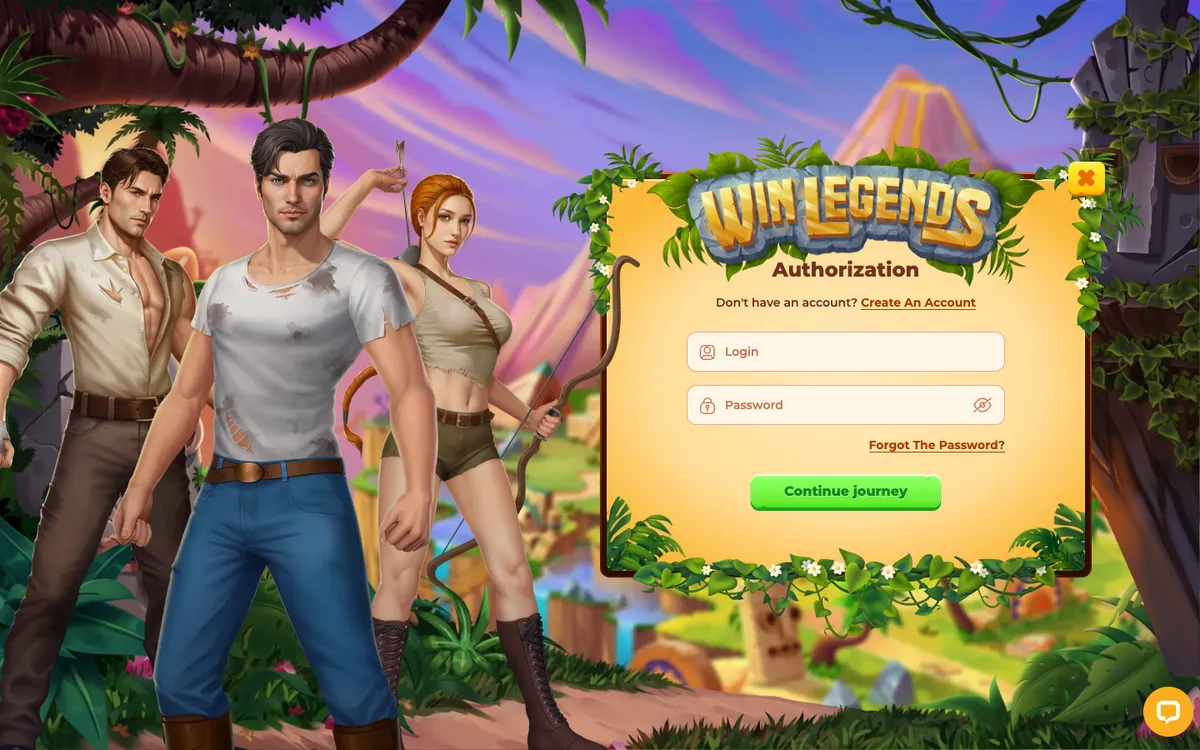 WinLegends Casino — «Регистрация», снято из страны Чили