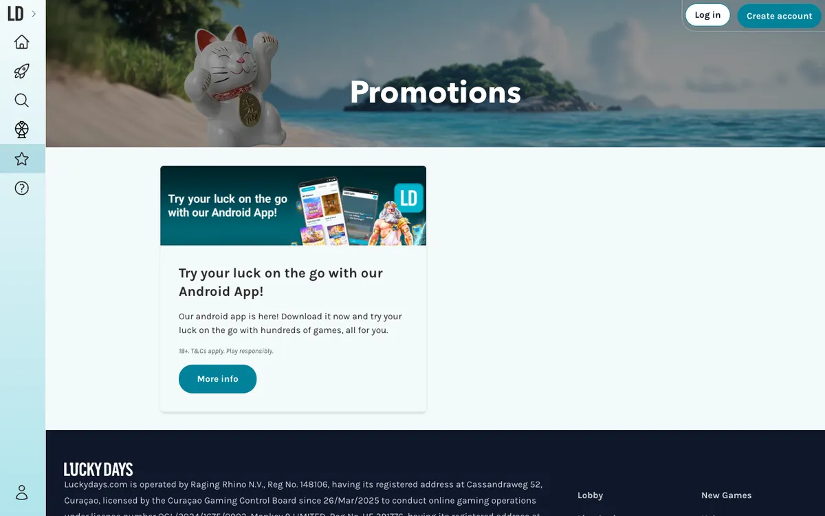 Lucky Days Casino — Promotions, captured from Norway