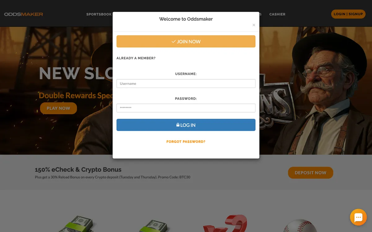 Odds Maker Casino — Sign-up, captured from United States