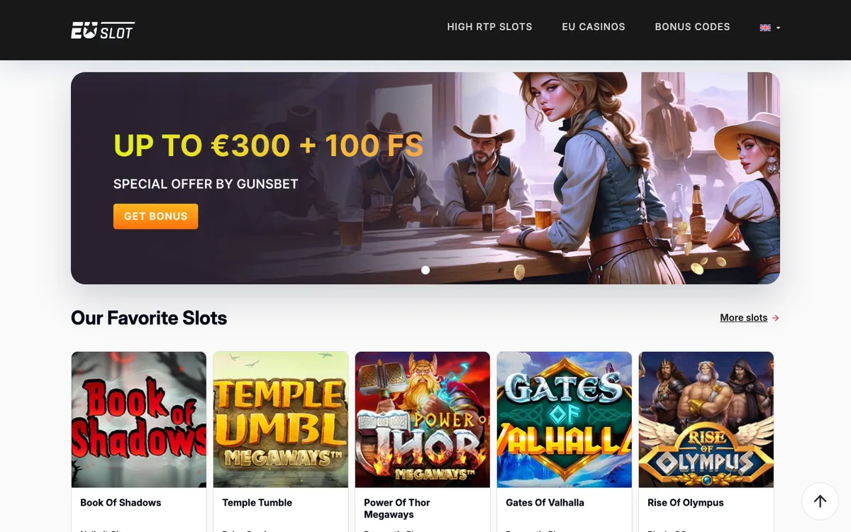 EUSlot Casino — Home page, captured from United Arab Emirates