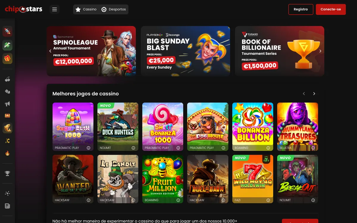Chipstars Casino — «Главная», снято из страны Бразилия
