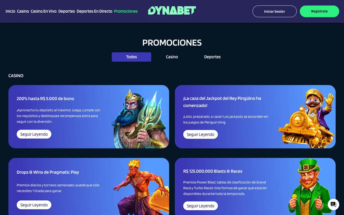 Dynabet Casino — «Акции», снято из страны Испания