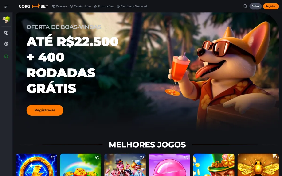 CorgiBet Casino — Home page, captured from Austria