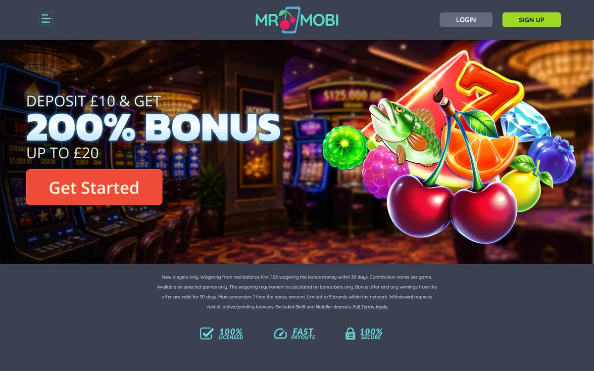 Mr Mobi Casino — «Главная», снято из страны Великобритания