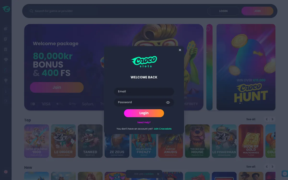 CrocoSlots Casino — Sign-up, captured from Norway