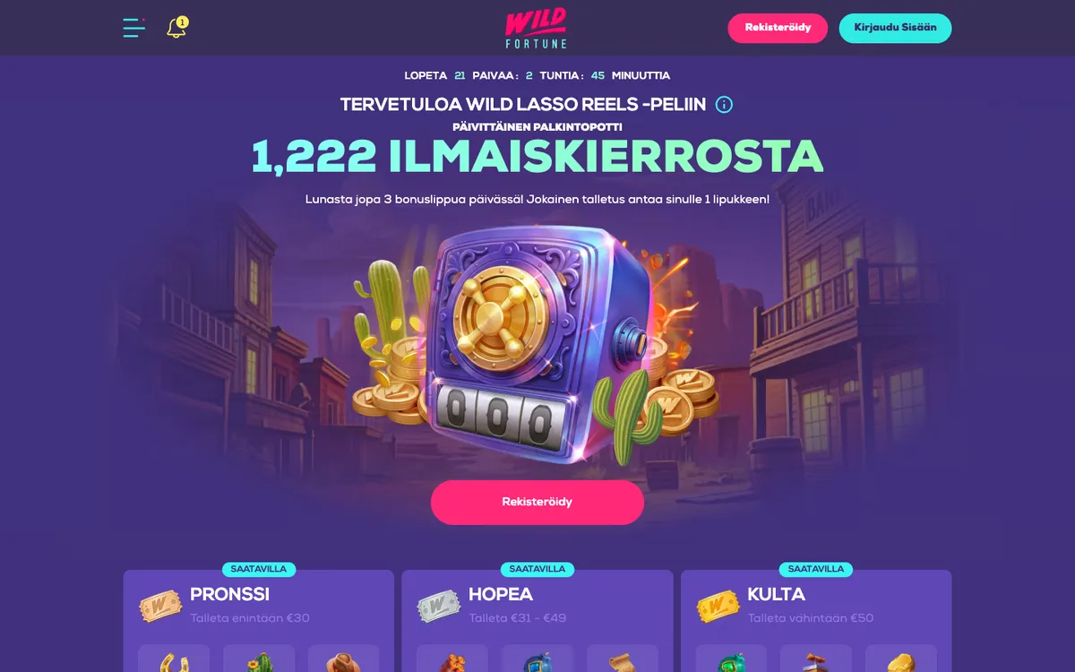 Wildfortune Casino — «Акции», снято из страны Финляндия