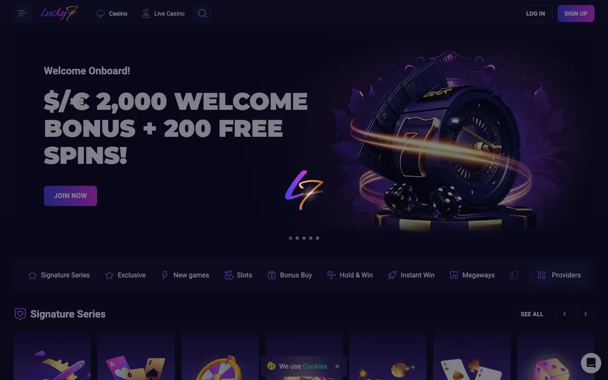 Lucky7even Casino — Sign-up, captured from South Africa