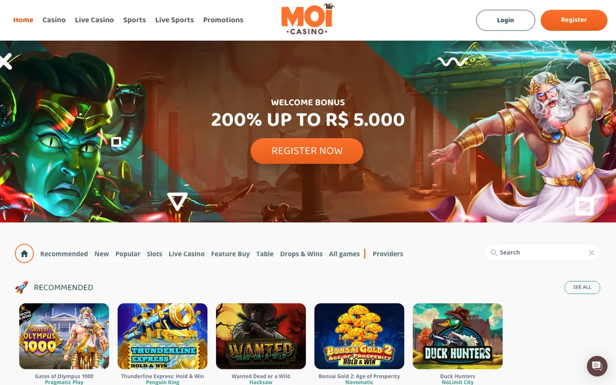 MoiCasino — Home page, captured from Canada
