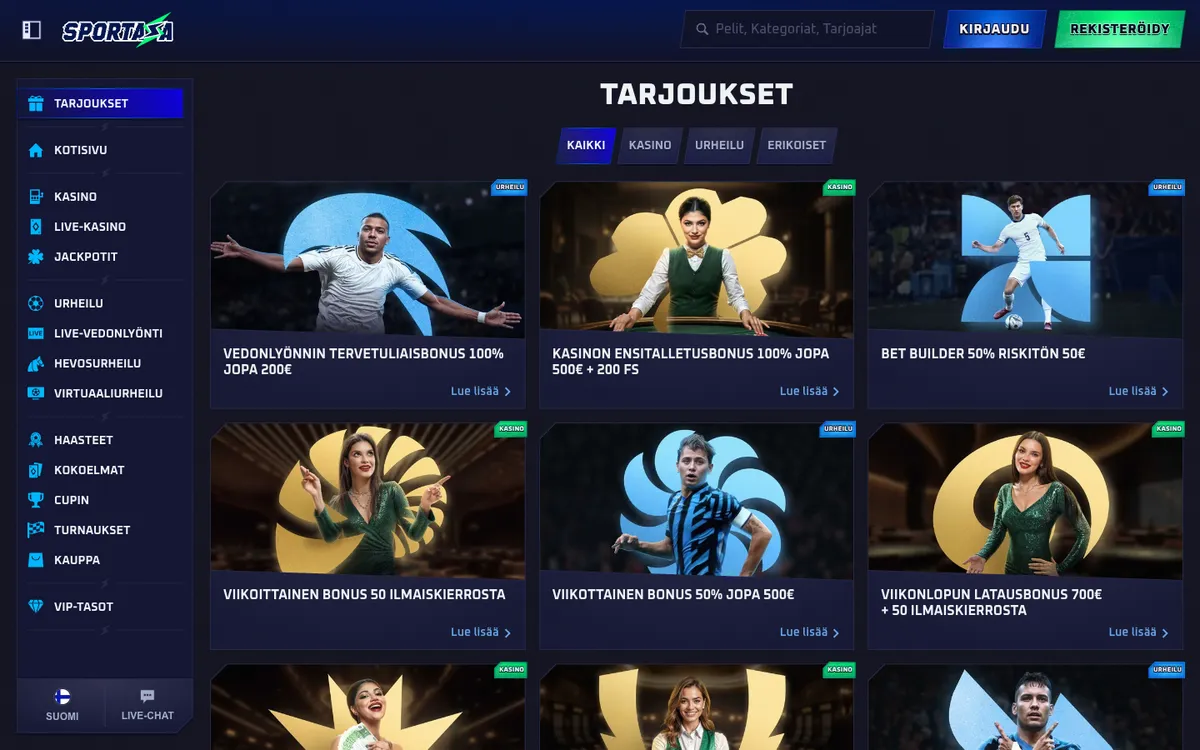 Sportaza Casino — Promotions, captured from Finland