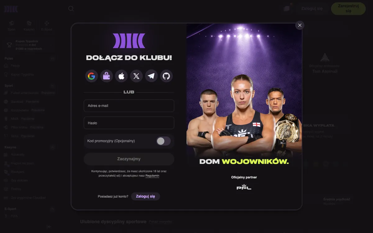 Cloudbet Casino — Home page, captured from Poland