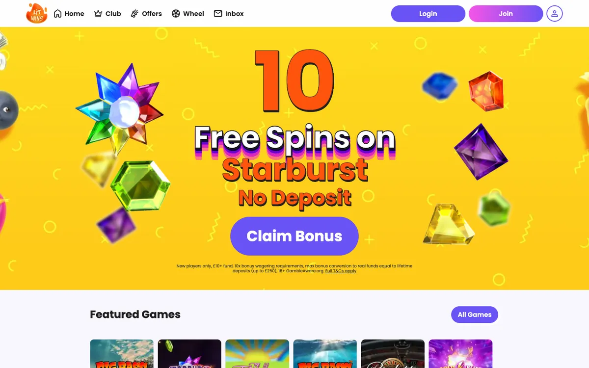 Lit Wins Casino — Sign-up, captured from United Kingdom