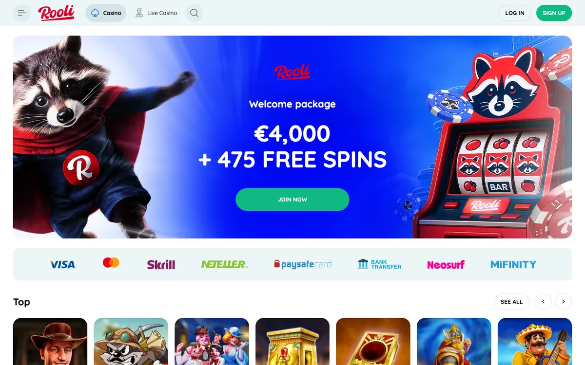 Rooli Casino — «Главная», снято из страны Норвегия