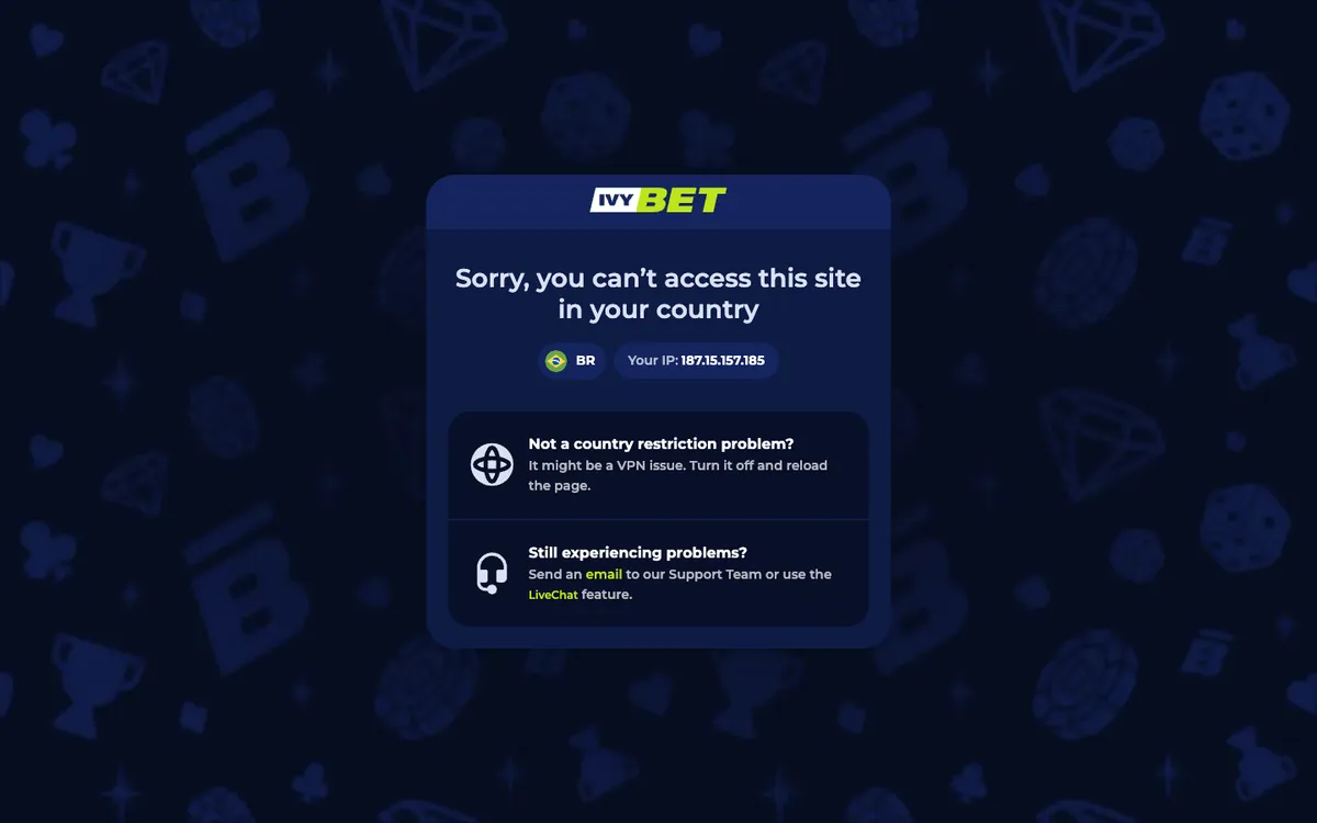 Ivybet Casino — Home page, captured from Austria