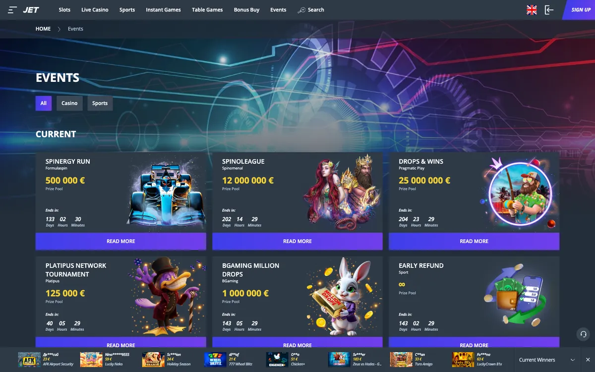 Jet Casino — «Акции», снято из страны Финляндия