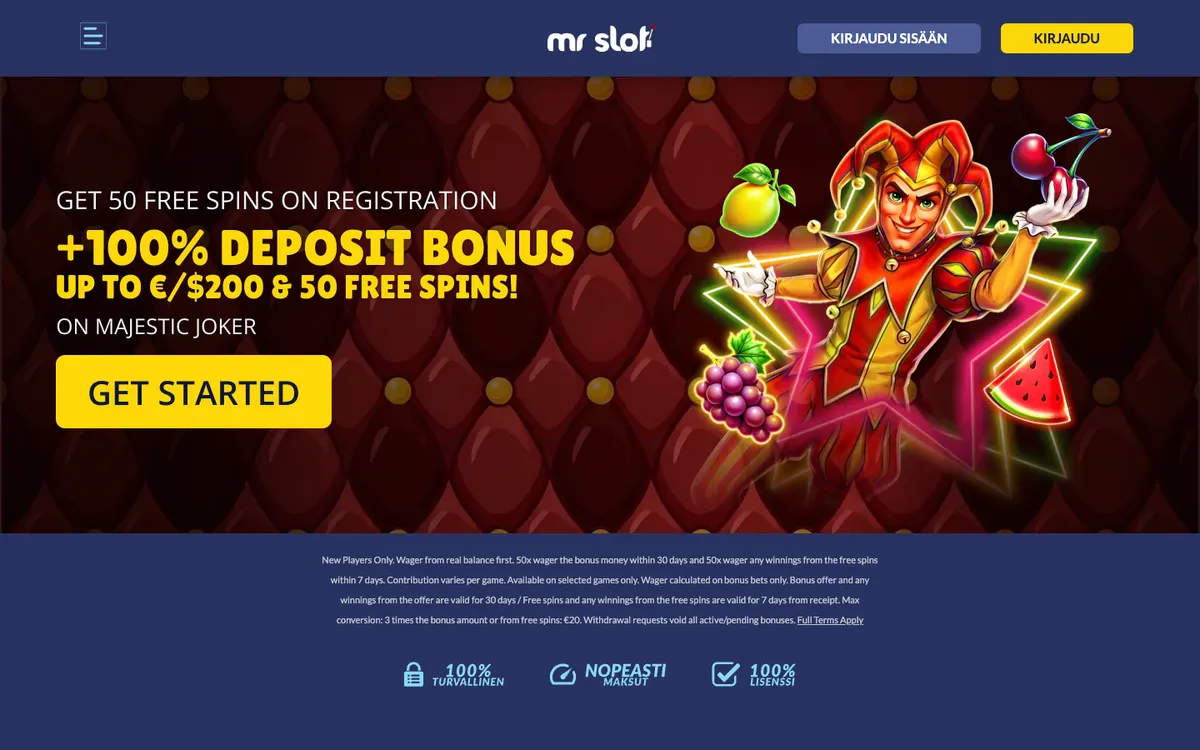 Mr Slot Casino — Home page, captured from Finland