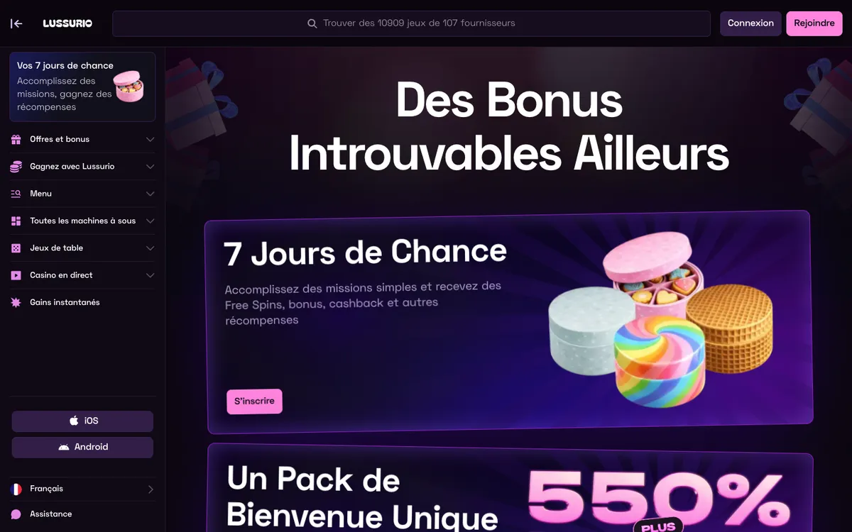 Lussurio Casino — Promotions, captured from France