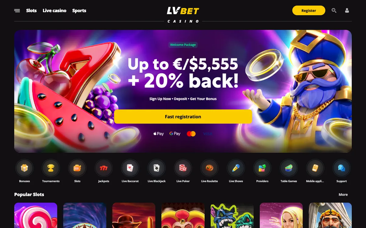 LV BET Casino — Home page, captured from Poland
