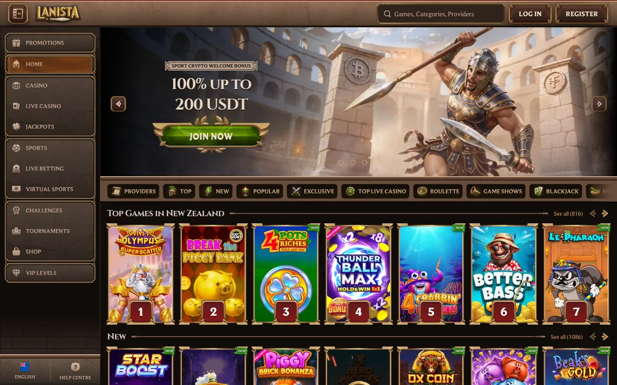 Lanista Casino — «Главная», снято из страны Новая Зеландия