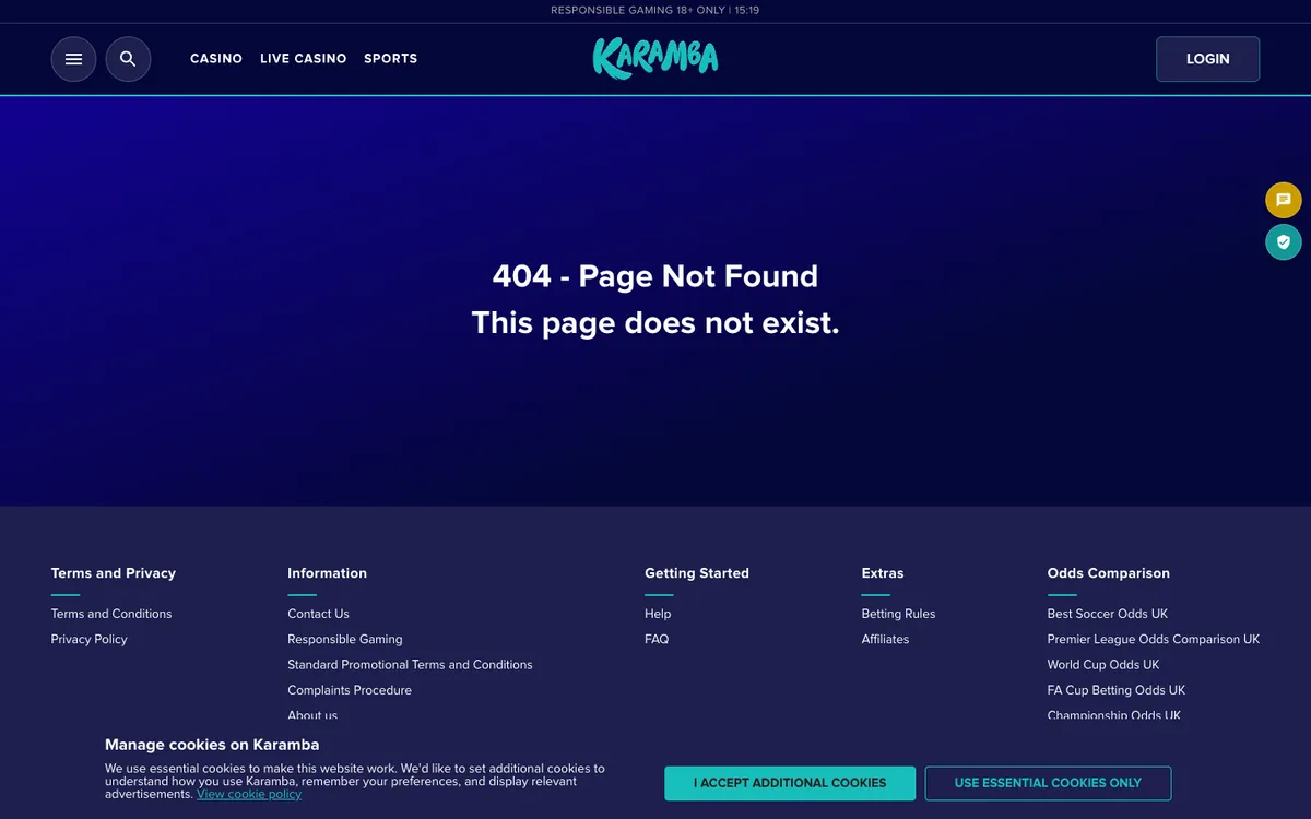 Karamba Casino — Promotions, captured from United Kingdom