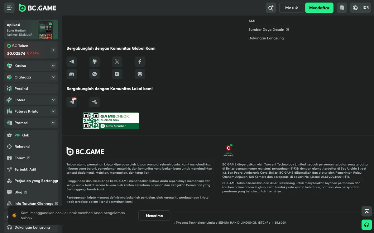 BC.Game Casino — «Главная», снято из страны Индонезия