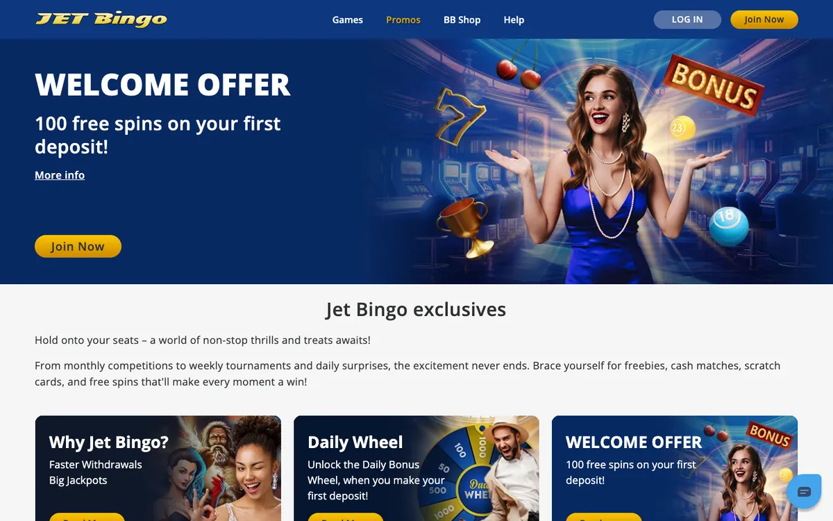 Jet Bingo Casino — Promotions, captured from Austria