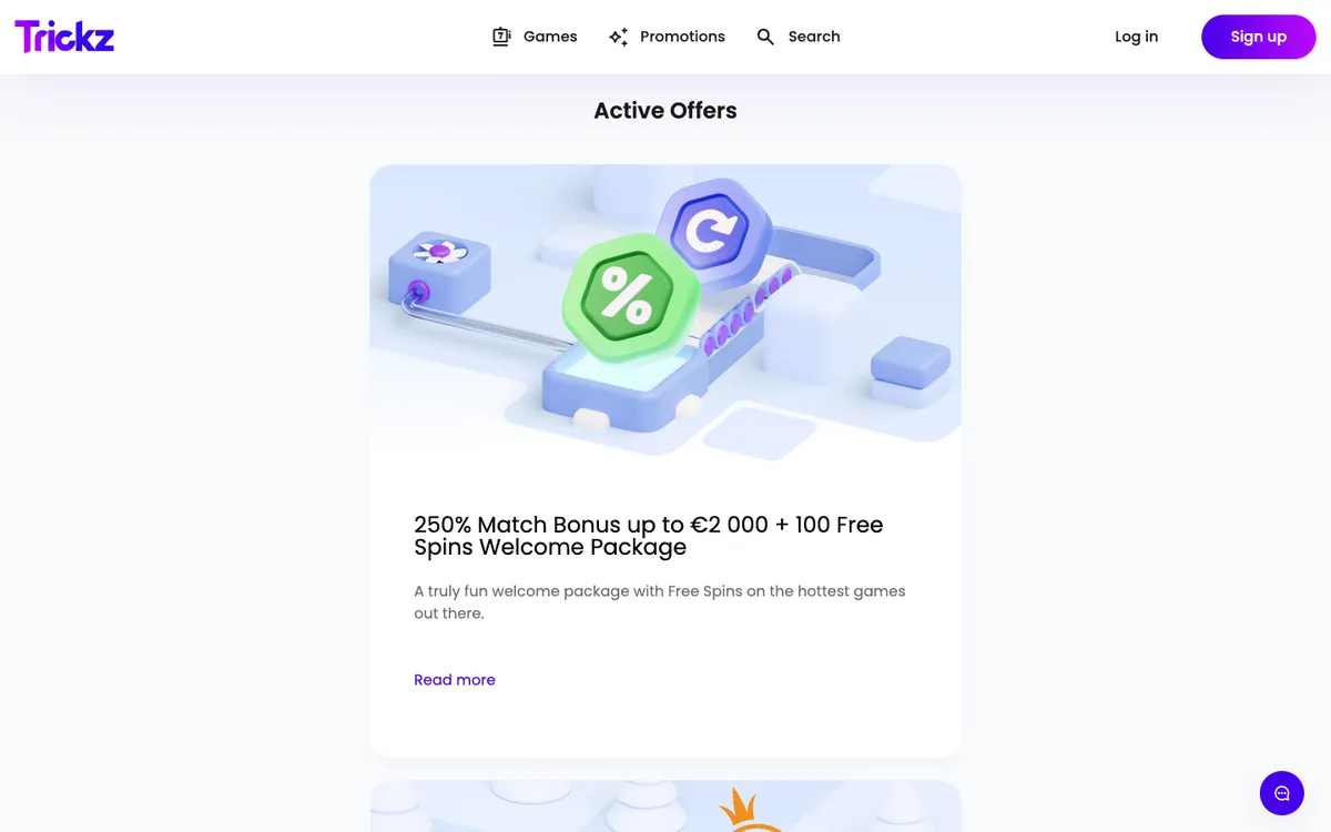 Trickz Casino — Promotions, captured from New Zealand