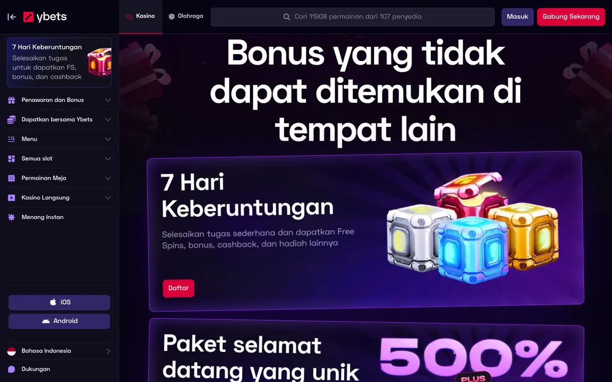 Ybets Casino — Promotions, captured from Indonesia