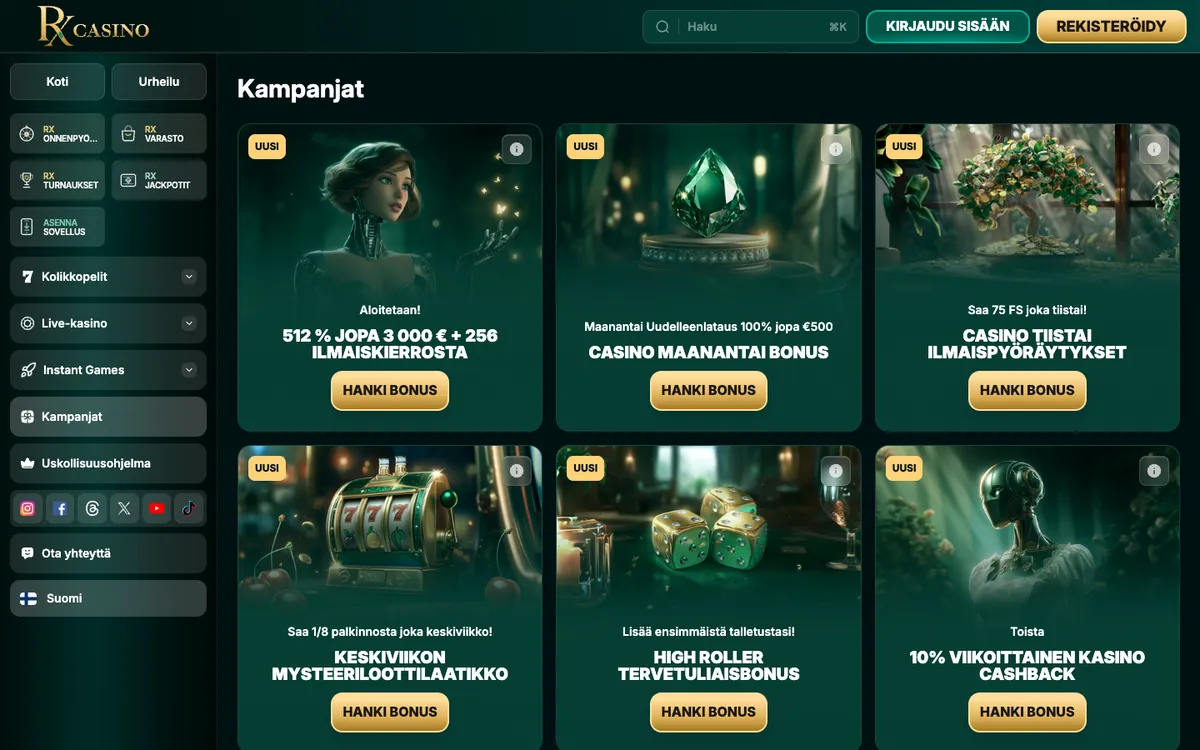 RX Casino — Promotions, captured from Finland