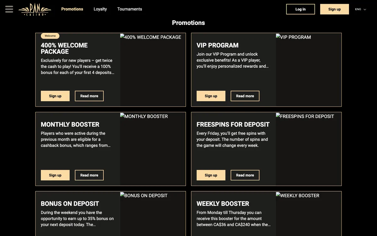 Pan-Casino — Promotions, captured from Poland
