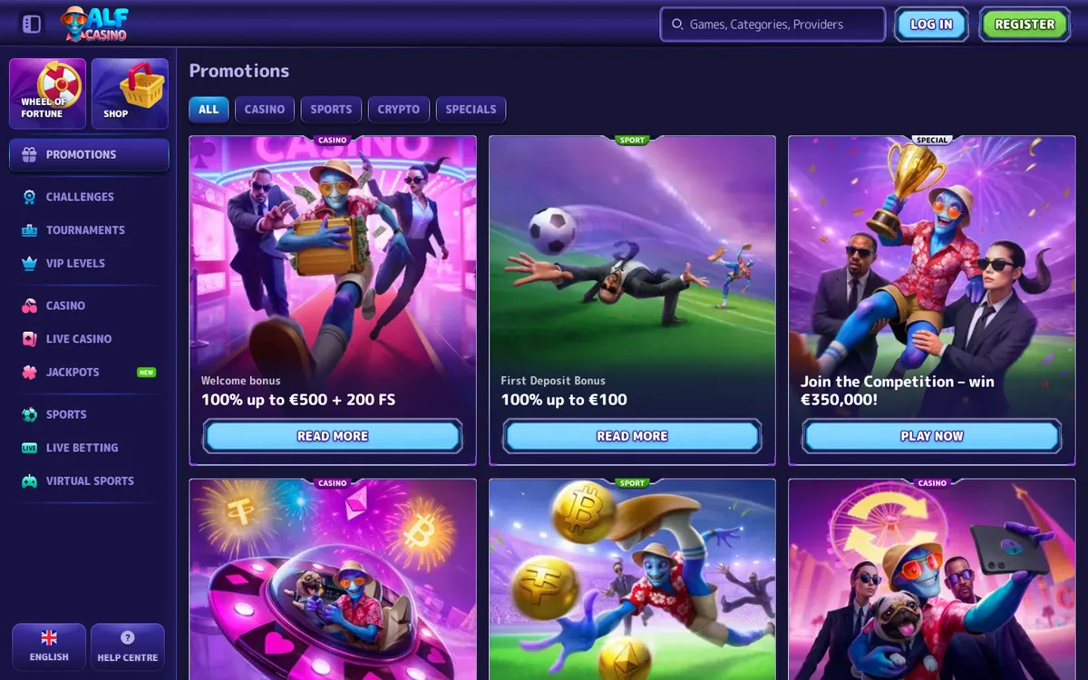 Alf Casino — Promotions, captured from Nigeria
