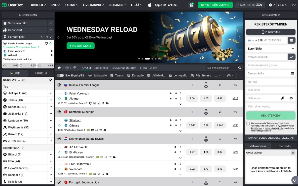 BeatBet Casino — Home page, captured from Finland